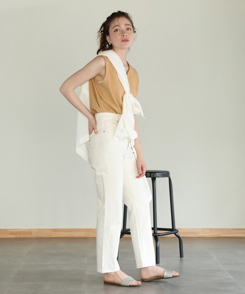 aity(アイティ)の「Vネックワッフルタンクトップ 夏服(タンクトップ・レディース・グレー/ブラック/ホワイト/ネイビー/パープル/オレンジ/カーキ・M)」の9枚目の写真