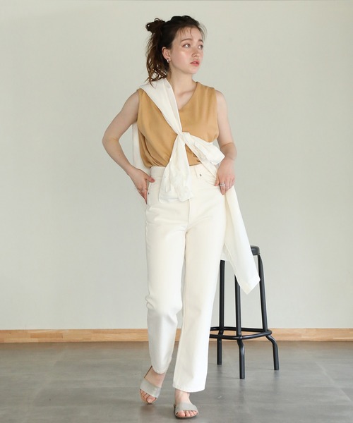 aity(アイティ)の「Vネックワッフルタンクトップ 夏服(タンクトップ・レディース・グレー/ブラック/ホワイト/ネイビー/パープル/オレンジ/カーキ・M)」の11枚目の写真