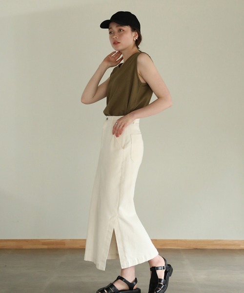 aity(アイティ)の「Vネックワッフルタンクトップ 夏服(タンクトップ・レディース・グレー/ブラック/ホワイト/ネイビー/パープル/オレンジ/カーキ・M)」の18枚目の写真