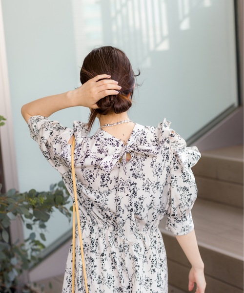 セール】花柄2WAY肩あき5分袖ワンピース（ワンピース