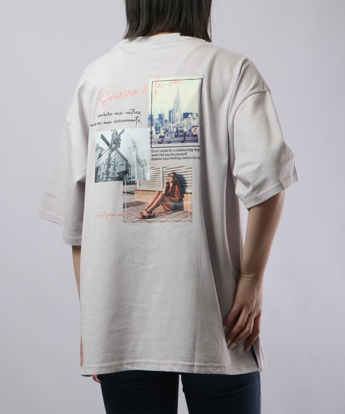 spiritoso（スピリトーゾ）の「spiritoso バックプリントTシャツ 半袖（Tシャツ/カットソー・レディース・サックスブルー/ホワイト/スミクロ/ラベンダー・F）」の4枚目の写真