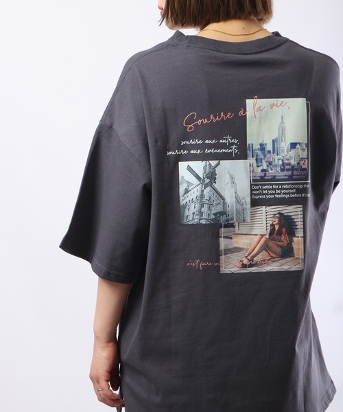 spiritoso（スピリトーゾ）の「spiritoso バックプリントTシャツ 半袖（Tシャツ/カットソー・レディース・サックスブルー/ホワイト/スミクロ/ラベンダー・F）」の16枚目の写真