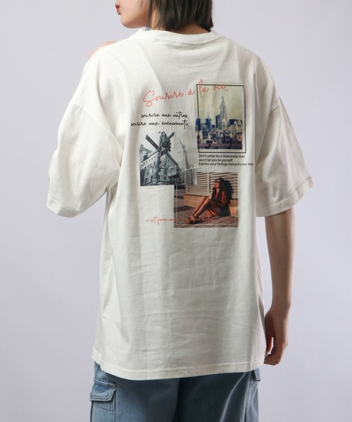 spiritoso（スピリトーゾ）の「spiritoso バックプリントTシャツ 半袖（Tシャツ/カットソー・レディース・サックスブルー/ホワイト/スミクロ/ラベンダー・F）」の7枚目の写真