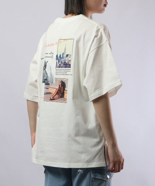 spiritoso（スピリトーゾ）の「spiritoso バックプリントTシャツ 半袖（Tシャツ/カットソー・レディース・サックスブルー/ホワイト/スミクロ/ラベンダー・F）」の8枚目の写真