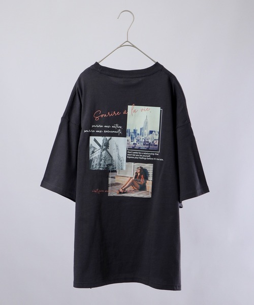 spiritoso（スピリトーゾ）の「spiritoso バックプリントTシャツ 半袖（Tシャツ/カットソー・レディース・サックスブルー/ホワイト/スミクロ/ラベンダー・F）」の14枚目の写真