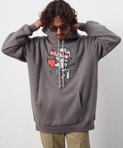 STUD MUFFIN(スタッドマフィン)の「mpa3173-10ozT-C裏毛起毛 BABYLシークイン プルパーカー(パーカー・メンズ・ブラック/ホワイト/チャコールグレー・2/4/3)」の5枚目の写真
