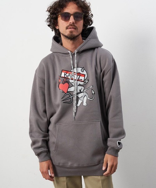 STUD MUFFIN(スタッドマフィン)の「mpa3173-10ozT-C裏毛起毛 BABYLシークイン プルパーカー(パーカー・メンズ・ブラック/ホワイト/チャコールグレー・2/4/3)」の6枚目の写真