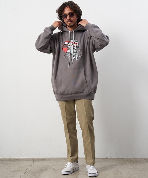 STUD MUFFIN(スタッドマフィン)の「mpa3173-10ozT-C裏毛起毛 BABYLシークイン プルパーカー(パーカー・メンズ・ブラック/ホワイト/チャコールグレー・2/4/3)」の8枚目の写真