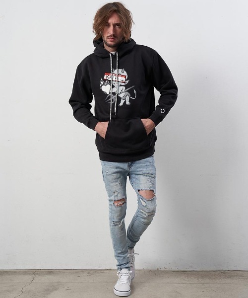 STUD MUFFIN(スタッドマフィン)の「mpa3173-10ozT-C裏毛起毛 BABYLシークイン プルパーカー(パーカー・メンズ・ブラック/ホワイト/チャコールグレー・2/4/3)」の13枚目の写真