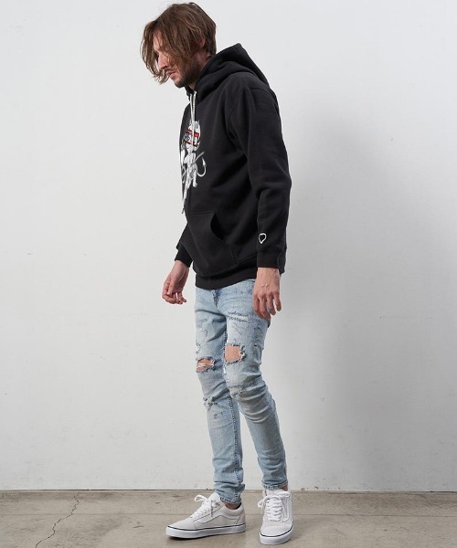 STUD MUFFIN(スタッドマフィン)の「mpa3173-10ozT-C裏毛起毛 BABYLシークイン プルパーカー(パーカー・メンズ・ブラック/ホワイト/チャコールグレー・2/4/3)」の15枚目の写真