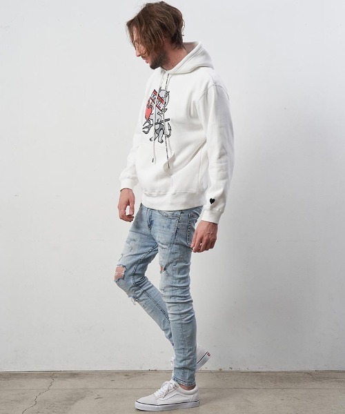 STUD MUFFIN(スタッドマフィン)の「mpa3173-10ozT-C裏毛起毛 BABYLシークイン プルパーカー(パーカー・メンズ・ブラック/ホワイト/チャコールグレー・2/4/3)」の20枚目の写真