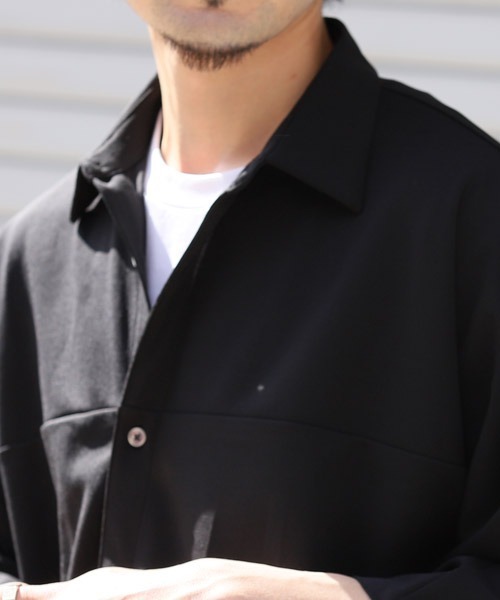 LUXSTYLE(ラグスタイル)の「ドルマンスリーブ半袖BIGシャツ(シャツ/ブラウス・メンズ・アイボリー/チャコール/グレー/グレイッシュベージュ/グリーン/ブラック・XL/L/M)」の21枚目の写真