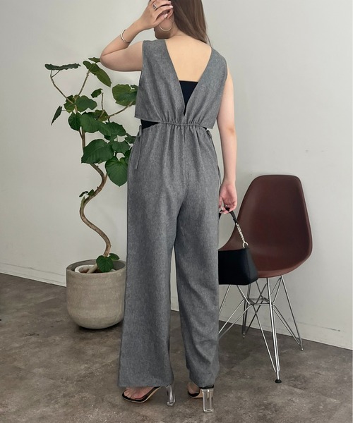 prose verse(プロズヴェール)の「サイドオープンオールインワン(つなぎ/オールインワン・レディース・ブラック/グレー・フリ-)」の1枚目の写真