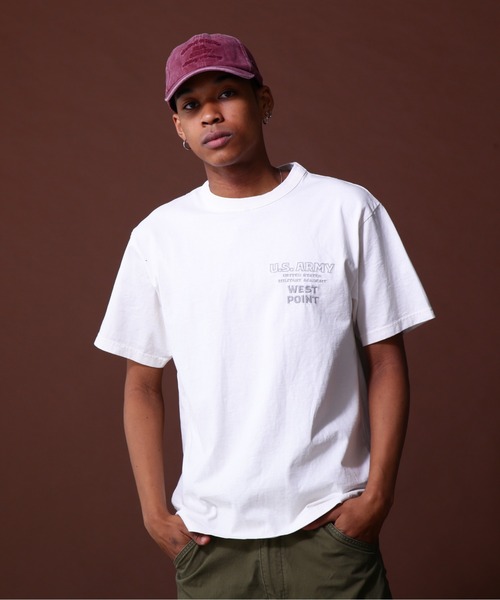 AVIREX（アヴィレックス）の「WEST POINT EMBROIDERY FADE WASH T-SHIRT / ウェストポイント エンブロイダリー Tシャツ / AVIREX / アヴィレックス（Tシャツ/カットソー・メンズ・ホワイト系2/オレンジ/チャコール・M/L/XL/2XL）」の6枚目の写真