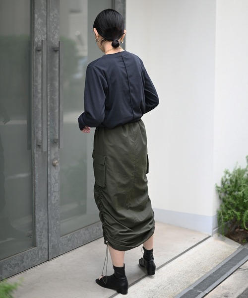 Marient（マリエント）の「ドロストナイロンカーゴSK（スカート・レディース・ブラック/カーキ・FREE）」の7枚目の写真