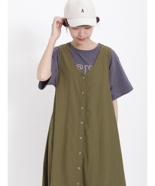 Samansa Mos2（サマンサ モスモス）の「フロッキープリントTシャツ（Tシャツ/カットソー・レディース・チャコールグレー/オレンジ/グリーン/キナリ・F）」の3枚目の写真