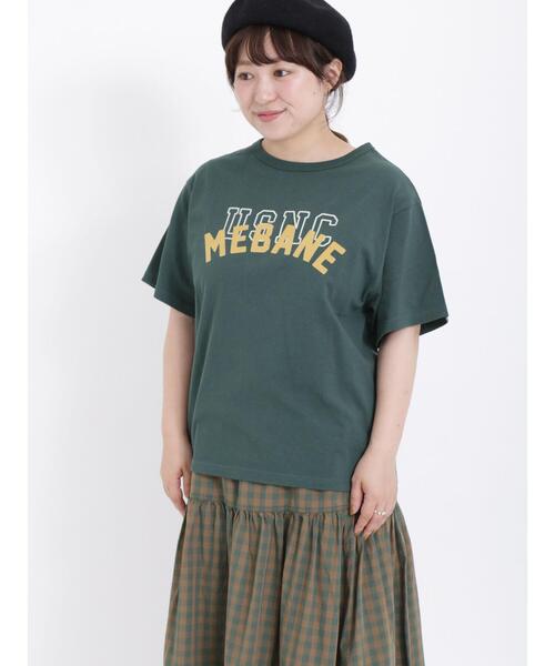 Samansa Mos2（サマンサ モスモス）の「フロッキープリントTシャツ（Tシャツ/カットソー・レディース・チャコールグレー/オレンジ/グリーン/キナリ・F）」の5枚目の写真