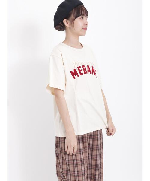 Samansa Mos2（サマンサ モスモス）の「フロッキープリントTシャツ（Tシャツ/カットソー・レディース・チャコールグレー/オレンジ/グリーン/キナリ・F）」の7枚目の写真