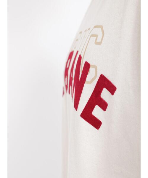 Samansa Mos2（サマンサ モスモス）の「フロッキープリントTシャツ（Tシャツ/カットソー・レディース・チャコールグレー/オレンジ/グリーン/キナリ・F）」の9枚目の写真