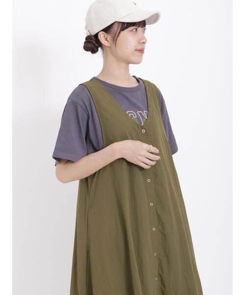 Samansa Mos2（サマンサ モスモス）の「フロッキープリントTシャツ（Tシャツ/カットソー・レディース・チャコールグレー/オレンジ/グリーン/キナリ・F）」の14枚目の写真