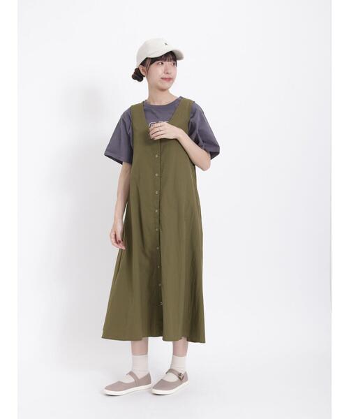 Samansa Mos2（サマンサ モスモス）の「フロッキープリントTシャツ（Tシャツ/カットソー・レディース・チャコールグレー/オレンジ/グリーン/キナリ・F）」の16枚目の写真