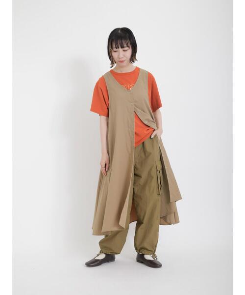 Samansa Mos2（サマンサ モスモス）の「フロッキープリントTシャツ（Tシャツ/カットソー・レディース・チャコールグレー/オレンジ/グリーン/キナリ・F）」の20枚目の写真