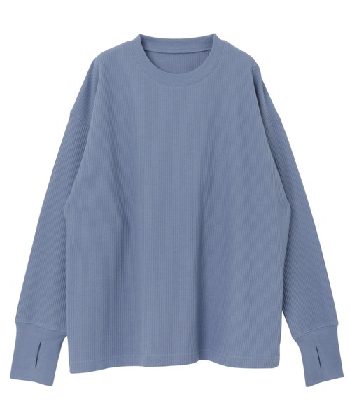 andme(アンドミー)の「ワッフル指穴長袖トップス(Tシャツ/カットソー・レディース・ライトブルー/ブラック/アイボリー/ブラウン/オートミール・M)」の10枚目の写真