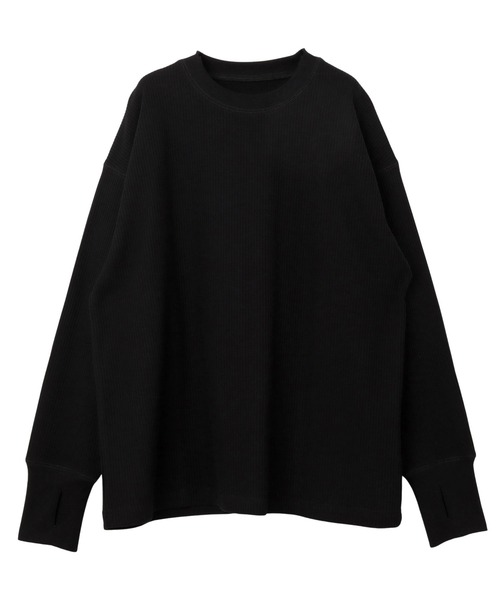 andme(アンドミー)の「ワッフル指穴長袖トップス(Tシャツ/カットソー・レディース・ライトブルー/ブラック/アイボリー/ブラウン/オートミール・M)」の7枚目の写真
