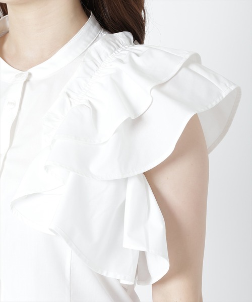 WILLSELECTION（ウィルセレクション）の「オープンショルダーフリルブラウス（シャツ/ブラウス・レディース・オフホワイト/ラベンダー/ブラック・MEDIUM）」の8枚目の写真