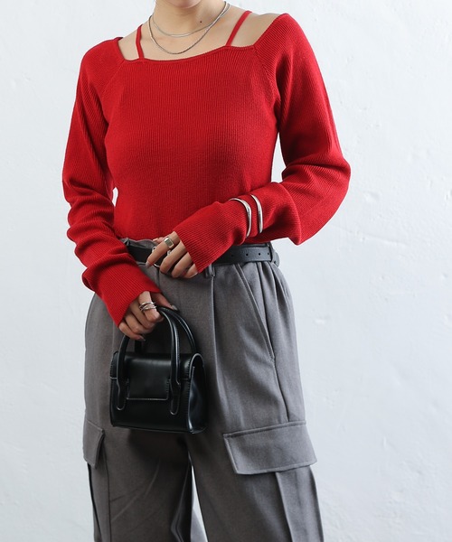 COLONY 2139(コロニートゥーワンスリーナイン)の「PBTレイヤード風ニット(ニット/セーター・レディース・アイボリー/グリーン/サックスブルー/ブラック/グレー/レッド・FREE)」の7枚目の写真