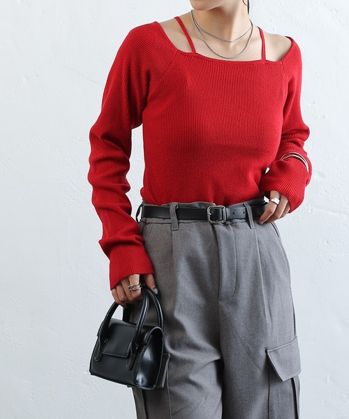 COLONY 2139(コロニートゥーワンスリーナイン)の「PBTレイヤード風ニット(ニット/セーター・レディース・アイボリー/グリーン/サックスブルー/ブラック/グレー/レッド・FREE)」の10枚目の写真