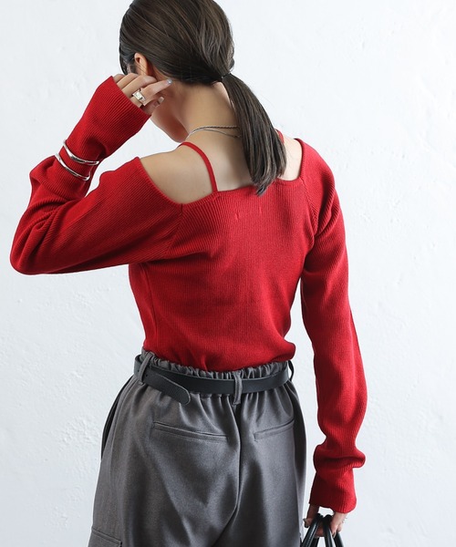 COLONY 2139(コロニートゥーワンスリーナイン)の「PBTレイヤード風ニット(ニット/セーター・レディース・アイボリー/グリーン/サックスブルー/ブラック/グレー/レッド・FREE)」の8枚目の写真