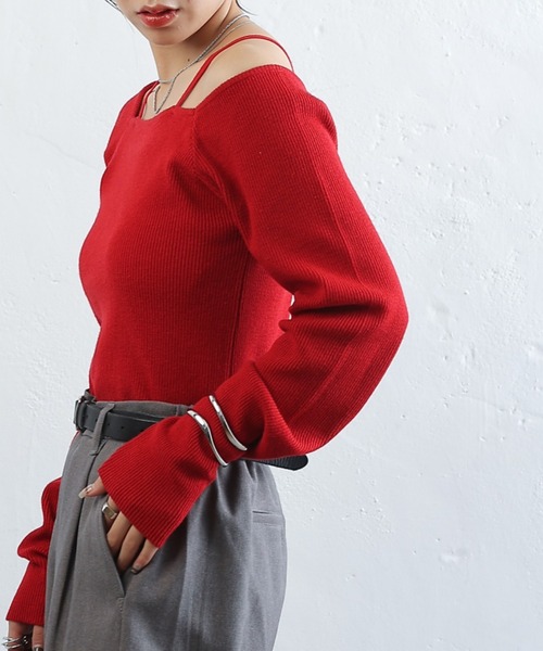 COLONY 2139(コロニートゥーワンスリーナイン)の「PBTレイヤード風ニット(ニット/セーター・レディース・アイボリー/グリーン/サックスブルー/ブラック/グレー/レッド・FREE)」の9枚目の写真