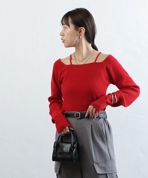 COLONY 2139(コロニートゥーワンスリーナイン)の「PBTレイヤード風ニット(ニット/セーター・レディース・アイボリー/グリーン/サックスブルー/ブラック/グレー/レッド・FREE)」の11枚目の写真