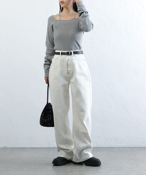 COLONY 2139(コロニートゥーワンスリーナイン)の「PBTレイヤード風ニット(ニット/セーター・レディース・アイボリー/グリーン/サックスブルー/ブラック/グレー/レッド・FREE)」の21枚目の写真