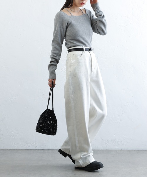 COLONY 2139(コロニートゥーワンスリーナイン)の「PBTレイヤード風ニット(ニット/セーター・レディース・アイボリー/グリーン/サックスブルー/ブラック/グレー/レッド・FREE)」の22枚目の写真