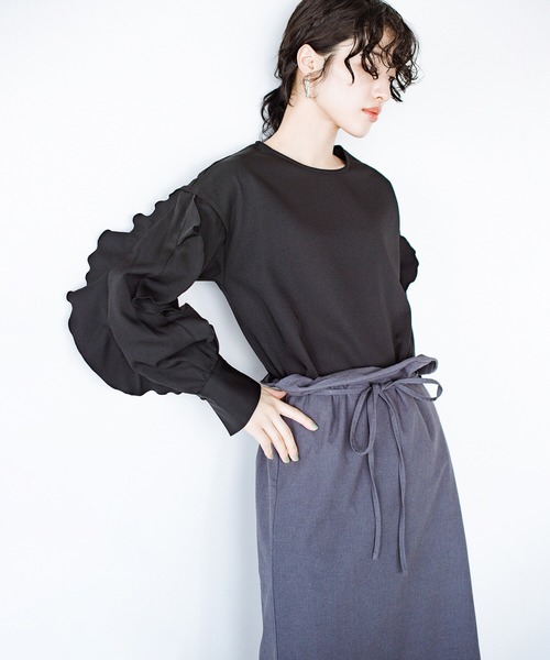 haco!(ハコ)の「今日はきちんとな日!にお任せあれ 華やぐひらひら袖トップス(シャツ/ブラウス・レディース・ネイビー/ブラック・LARGE/MEDIUM/X-LARGE/SMALL)」の13枚目の写真