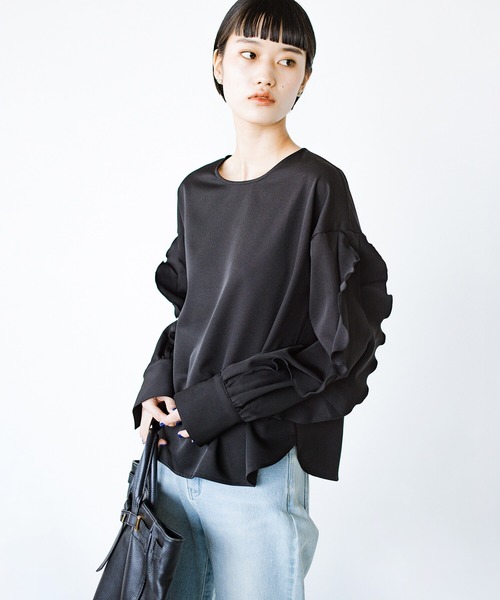 haco!(ハコ)の「今日はきちんとな日!にお任せあれ 華やぐひらひら袖トップス(シャツ/ブラウス・レディース・ネイビー/ブラック・LARGE/MEDIUM/X-LARGE/SMALL)」の16枚目の写真