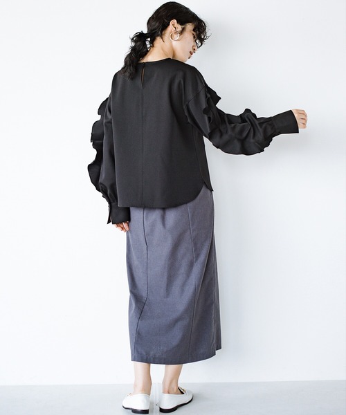 haco!(ハコ)の「今日はきちんとな日!にお任せあれ 華やぐひらひら袖トップス(シャツ/ブラウス・レディース・ネイビー/ブラック・LARGE/MEDIUM/X-LARGE/SMALL)」の21枚目の写真