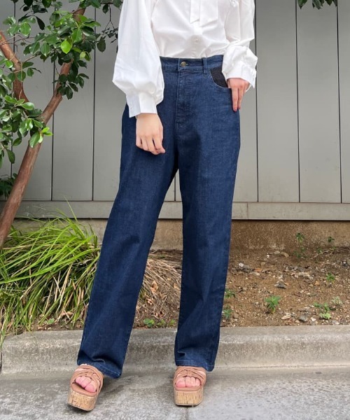 axes femme(アクシーズファム)の「フラッシャー付デニムパンツ(デニムパンツ・レディース・インディゴブルー/モカ・LARGE/MEDIUM)」の3枚目の写真
