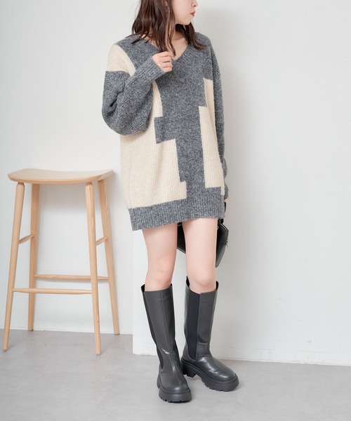 Chico(チコ)の「厚底サイドゴアロングブーツ(ブーツ・レディース・ブラック/チャコールグレー・SMALL/MEDIUM/LARGE)」の20枚目の写真