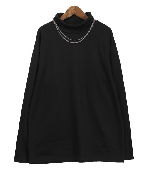 LUXSTYLE(ラグスタイル)の「ネックレス付きタートルネックロンT(Tシャツ/カットソー・メンズ・ブラック/ベージュ/ホワイト・L/M)」の9枚目の写真