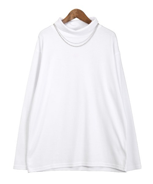 LUXSTYLE(ラグスタイル)の「ネックレス付きタートルネックロンT(Tシャツ/カットソー・メンズ・ブラック/ベージュ/ホワイト・L/M)」の10枚目の写真