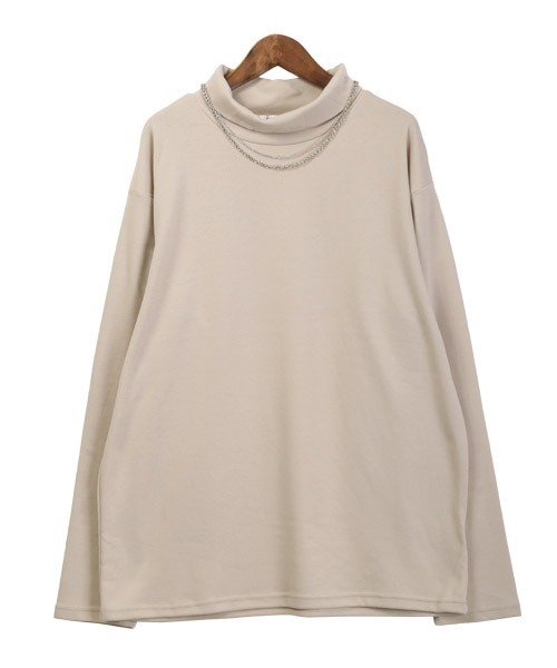 LUXSTYLE(ラグスタイル)の「ネックレス付きタートルネックロンT(Tシャツ/カットソー・メンズ・ブラック/ベージュ/ホワイト・L/M)」の11枚目の写真
