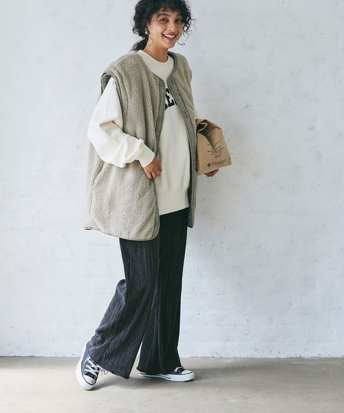 coca(coca)(コカ)の「ベロアプリーツセミフレアパンツ(その他パンツ・レディース・A/ブラウン/B/ブラック・SHORT/LONG)」の5枚目の写真