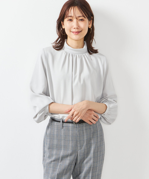 ROVETICA　ロベチカ　シルク100％　長袖　ブラウス　バックボタン開き Aletta vita ブラウス 後ろボタン シャーリング バンドカラー