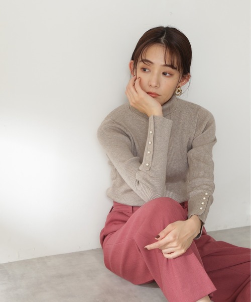 N.（N. Natural Beauty Basic）（エヌエヌナチュラルビューティーベーシック）の「◆パールボタンタートルネックニット（ニット/セーター・レディース・ベージュ/ミント/ネイビー/オフホワイト・MEDIUM）」の11枚目の写真