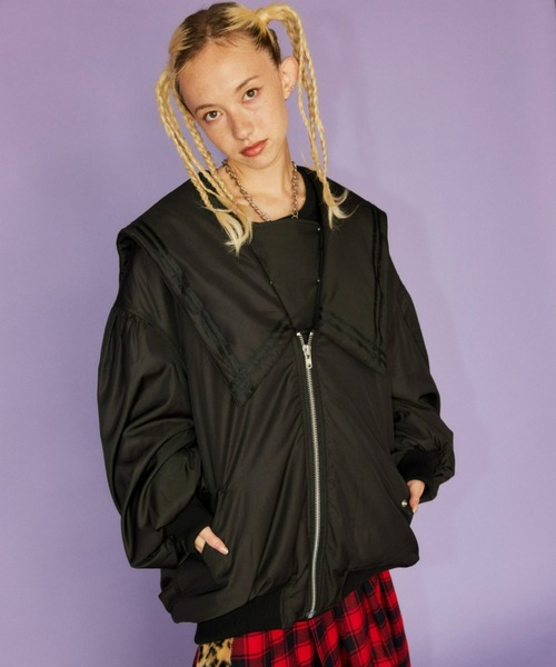 Candy Stripper(キャンディストリッパー)の「BIG SAILOR COLLAR MA-1(MA-1・レディース・カーキ/ブラック・2)」の3枚目の写真