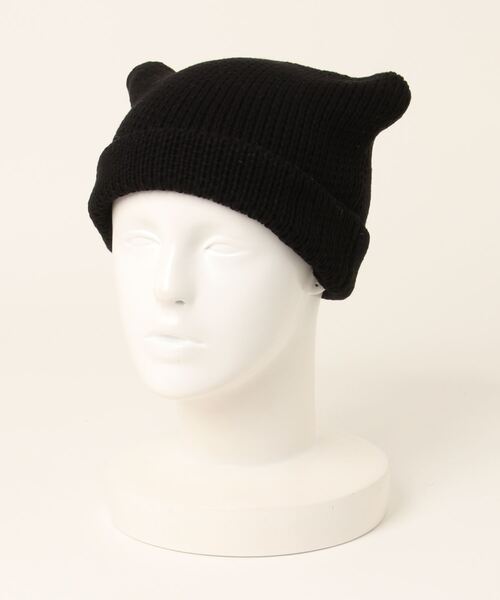 Chica（チカ）の「Chica/チカ/ネコ耳ニット帽（ニットキャップ/ビーニー・レディース・その他24/ブラック/ブラック系その他/ラベンダー・F）」の8枚目の写真