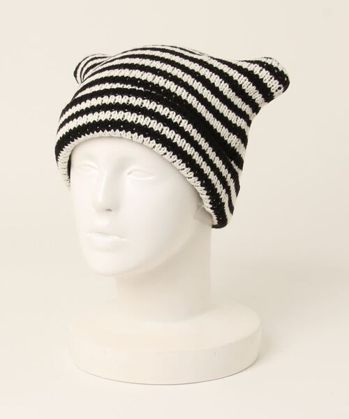 Chica（チカ）の「Chica/チカ/ネコ耳ニット帽（ニットキャップ/ビーニー・レディース・その他24/ブラック/ブラック系その他/ラベンダー・F）」の9枚目の写真